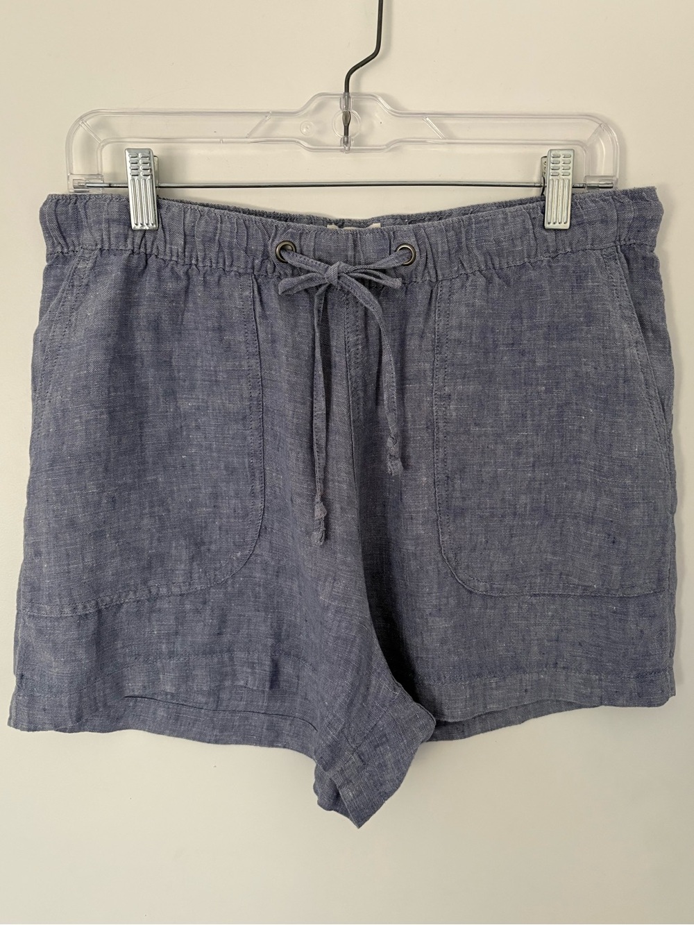 C&C California 100% Linen Blue Melange Shorts - Medium